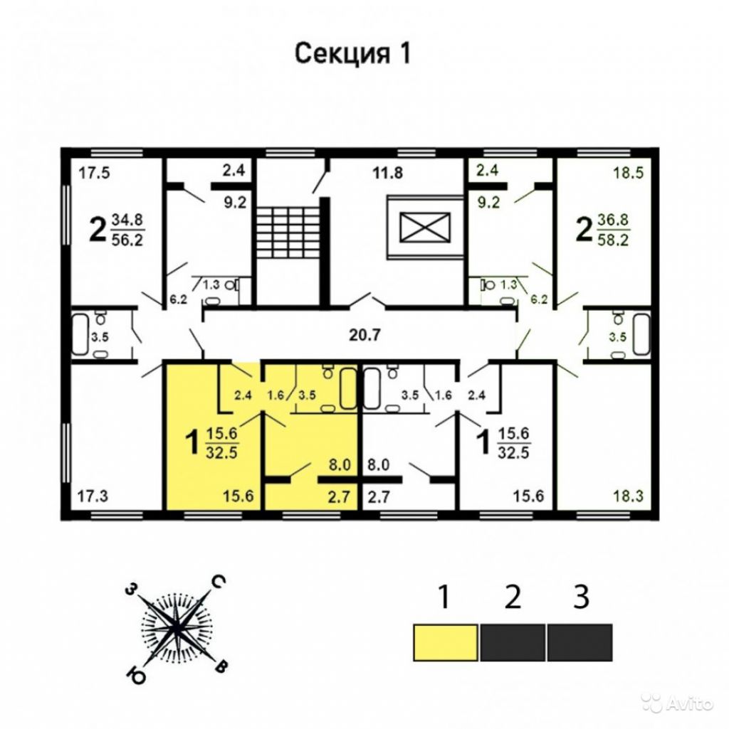 Продам квартиру в новостройке ЖК «Некрасовка» , Корпус 4аб (Кв. 13А, Б) 1-к квартира 32.3 м² на 8 этаже 17-этажного панельного дома , тип участия: ДДУ в Москве. Фото 1