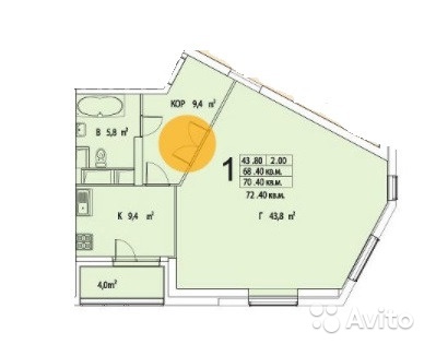 Продам квартиру в новостройке 1-к квартира 71.9 м² на 20 этаже 28-этажного монолитного дома в Москве. Фото 1