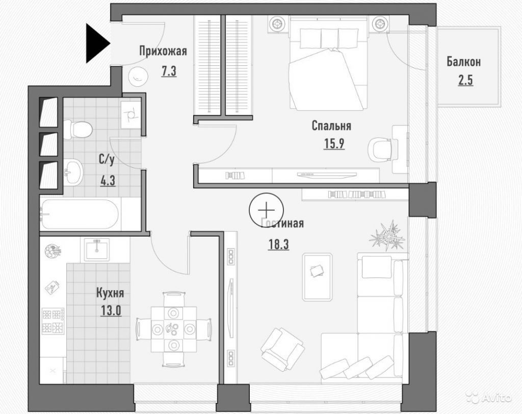 Продам квартиру в новостройке 2-к квартира 60.3 м² на 3 этаже 21-этажного монолитного дома в Москве. Фото 1