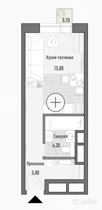 Продам квартиру в новостройке Студия 26.8 м² на 6 этаже 9-этажного монолитного дома в Москве. Фото 1