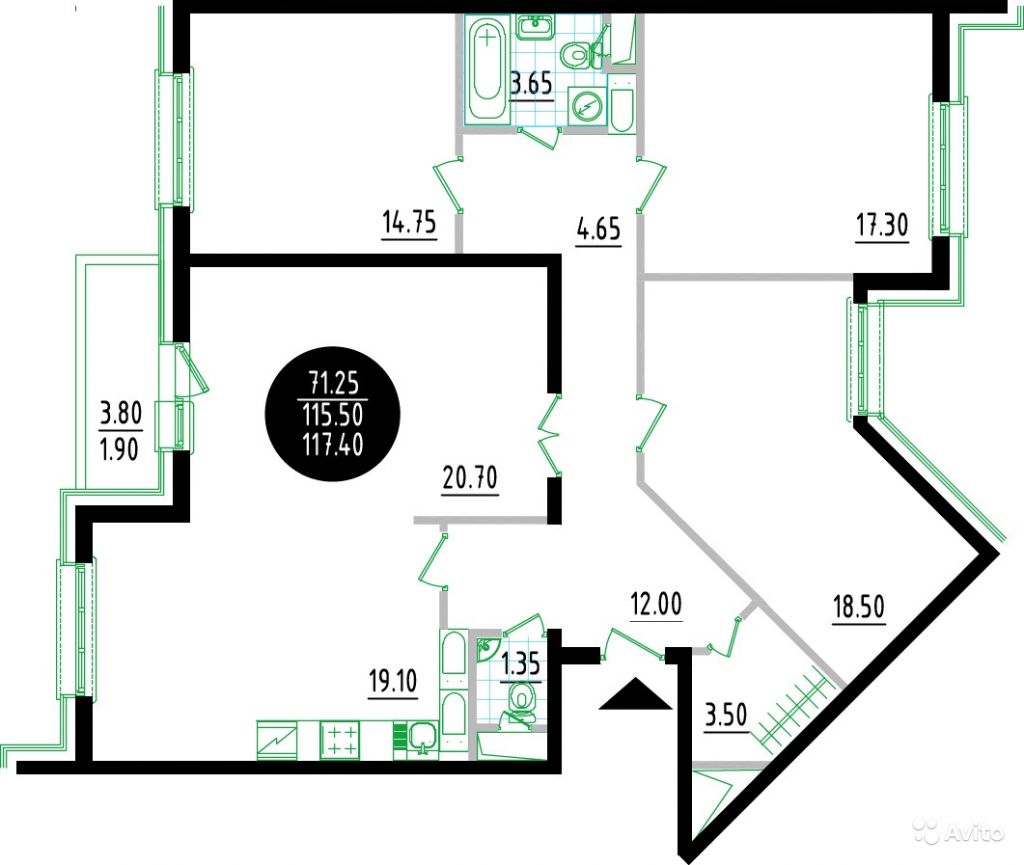 Продам квартиру 4-к квартира 124.8 м² на 6 этаже 24-этажного монолитного дома в Москве. Фото 1