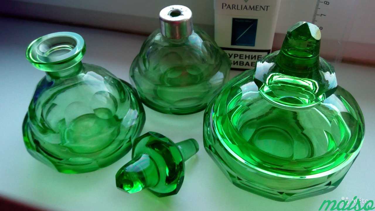 Парфюмерный набор зеленое стекло шкатулка в Москве. Фото 8