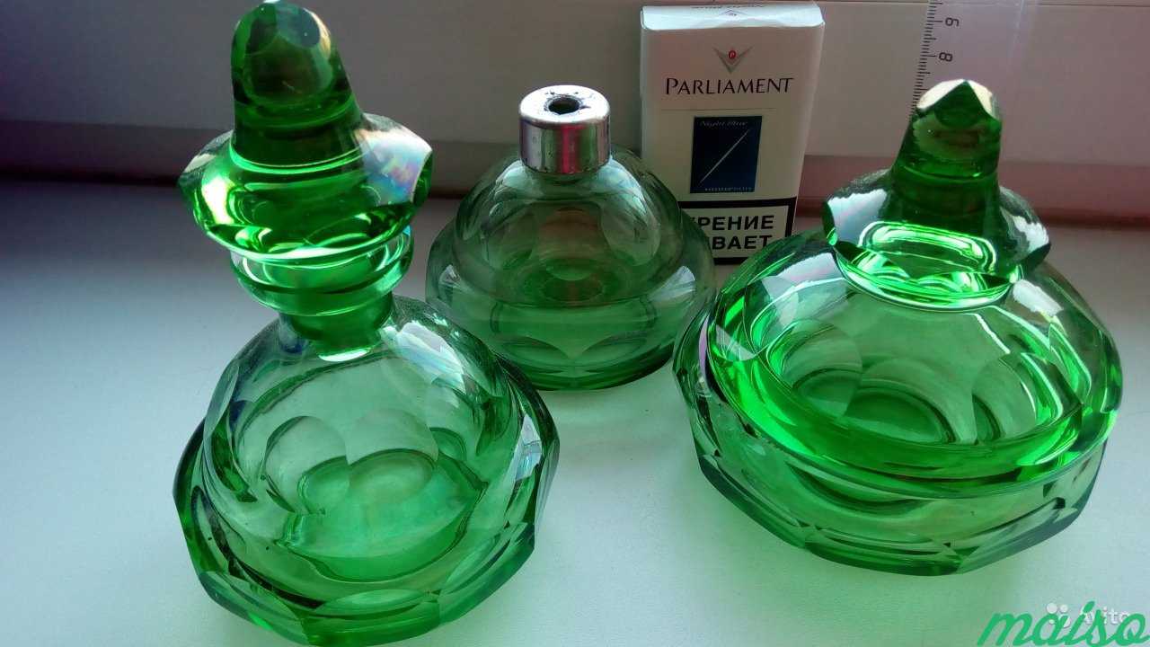 Парфюмерный набор зеленое стекло шкатулка в Москве. Фото 9