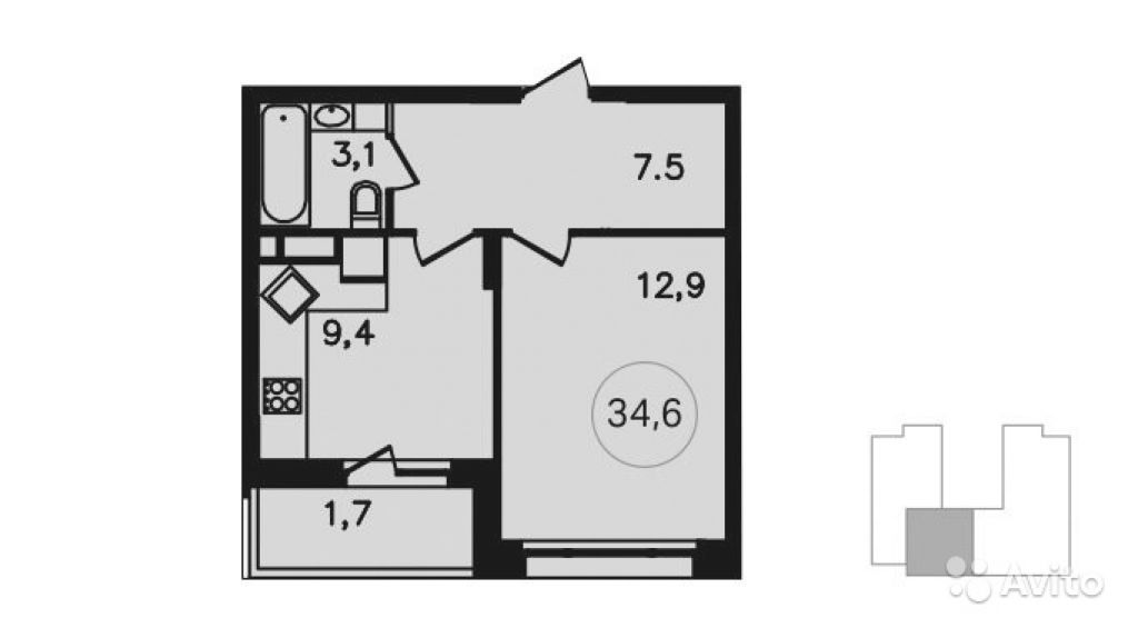 Продам квартиру в новостройке ЖК «Скандинавия» , Дом 12. Корпус 2 1-к квартира 34 м² на 3 этаже 14-этажного монолитного дома , тип участия: ДДУ в Москве. Фото 1