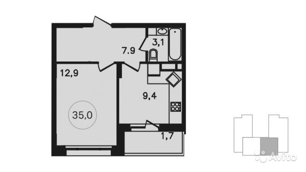 Продам квартиру в новостройке ЖК «Скандинавия» , Дом 12. Корпус 2 1-к квартира 35 м² на 4 этаже 14-этажного монолитного дома , тип участия: ДДУ в Москве. Фото 1