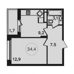 Продам квартиру в новостройке ЖК «Скандинавия» , Дом 12. Корпус 1 1-к квартира 34 м² на 6 этаже 12-этажного монолитного дома , тип участия: ДДУ