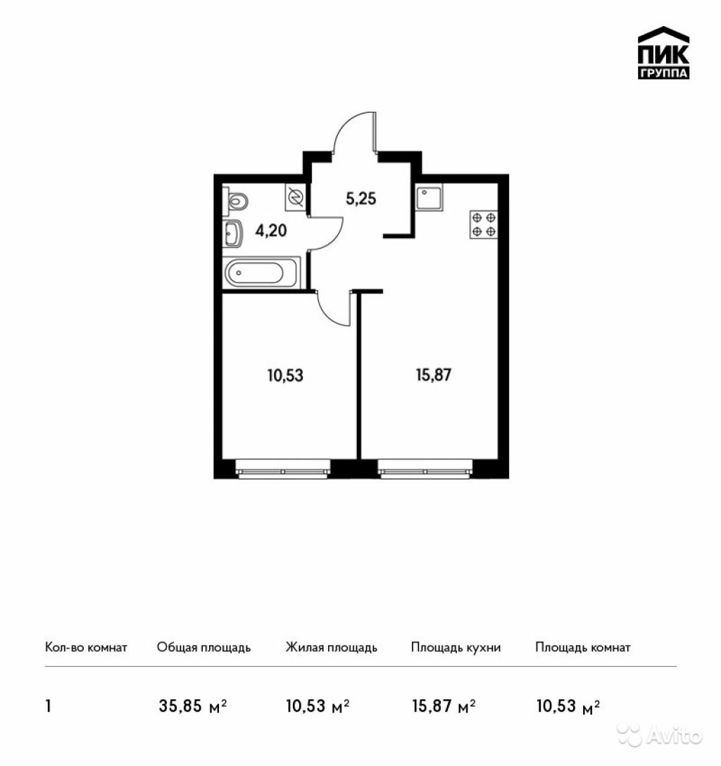 Продам квартиру в новостройке ЖК Green Park (Грин Парк) , Блок 5 1-к квартира 35.9 м² на 2 этаже 11-этажного монолитного дома , тип участия: ДДУ в Москве. Фото 1