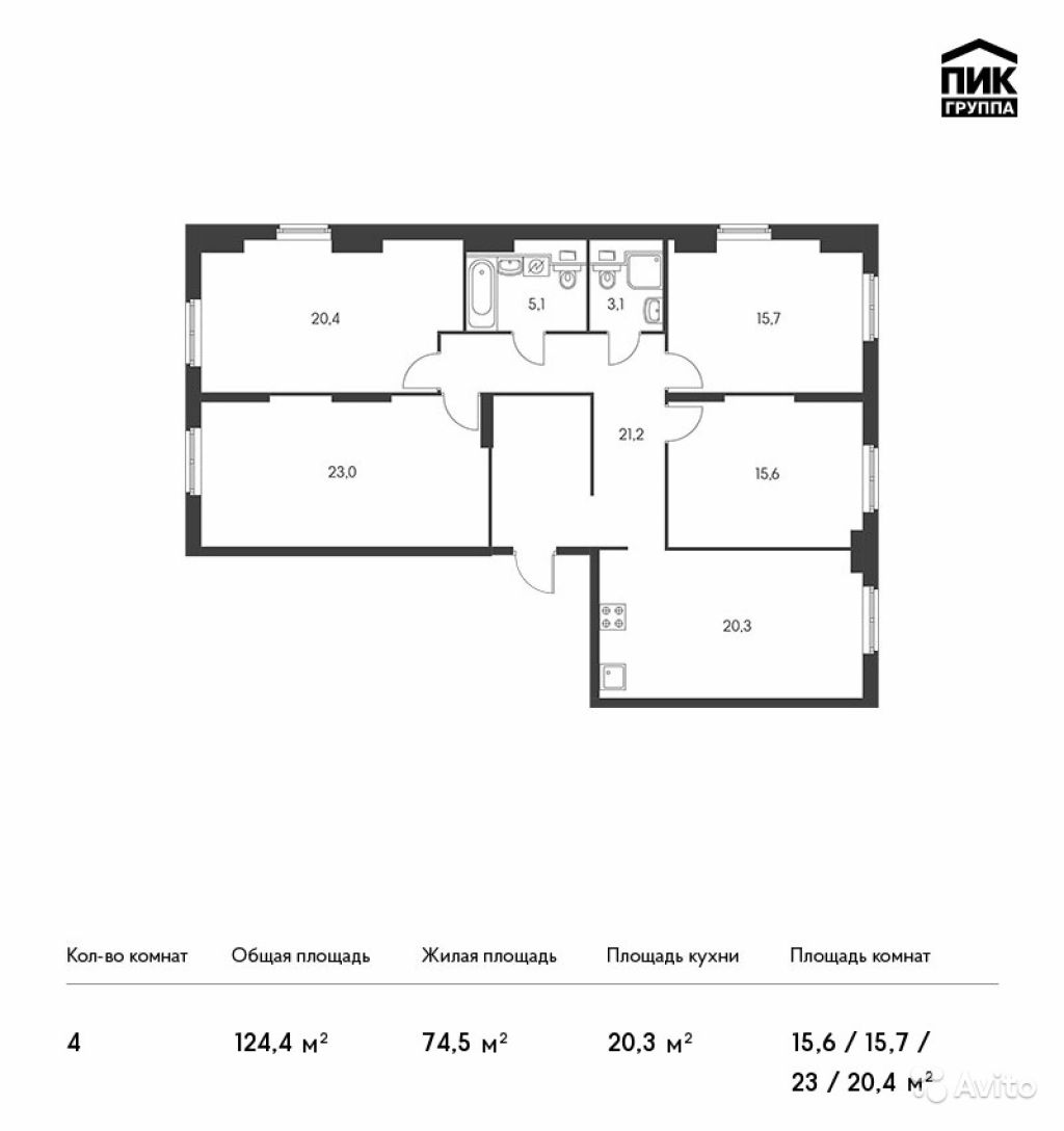 Продам квартиру в новостройке ЖК «Академика Павлова» , Корпус 30 4-к квартира 124.4 м² на 6 этаже 21-этажного монолитного дома , тип участия: ДДУ в Москве. Фото 1