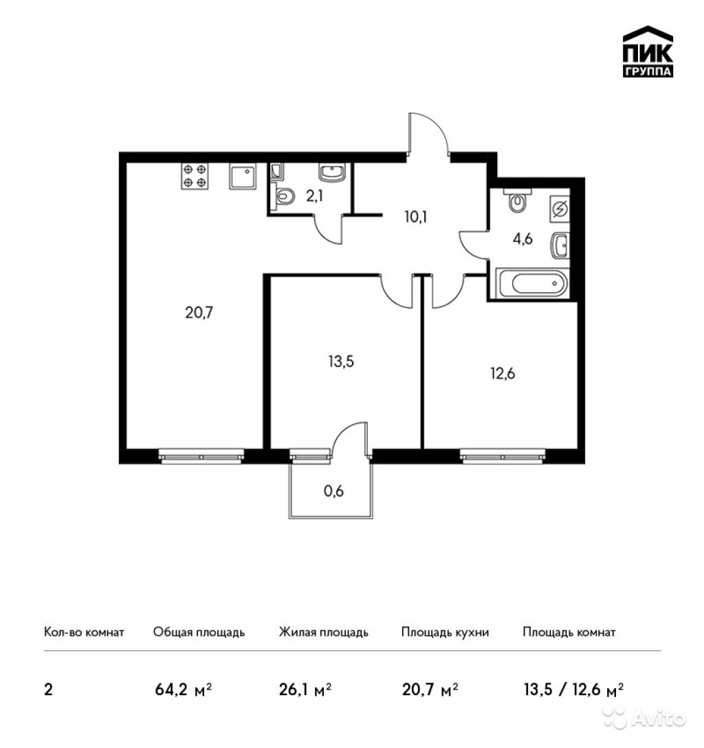 Продам квартиру в новостройке ЖК «Лефортово Парк» , Корпус 6 2-к квартира 64.2 м² на 12 этаже 12-этажного монолитного дома , тип участия: ДДУ в Москве. Фото 1