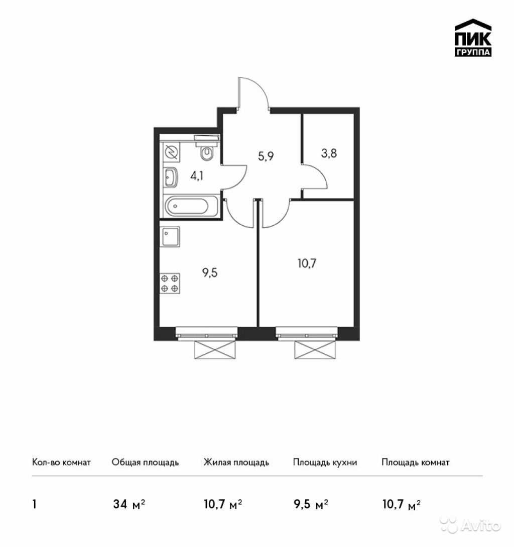 Продам квартиру в новостройке ЖК «Полярная, 25» , Корпус 1.2 1-к квартира 34 м² на 11 этаже 25-этажного монолитного дома , тип участия: ДДУ в Москве. Фото 1