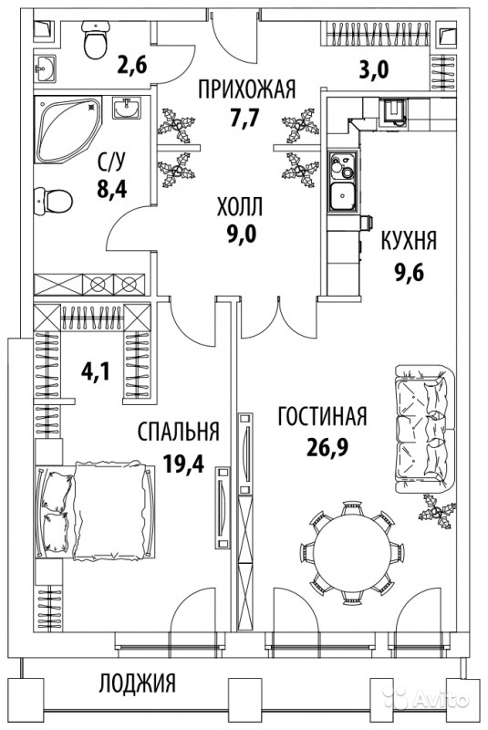 Продам квартиру в новостройке 1-к квартира 93 м² на 2 этаже 7-этажного кирпичного дома в Москве. Фото 1