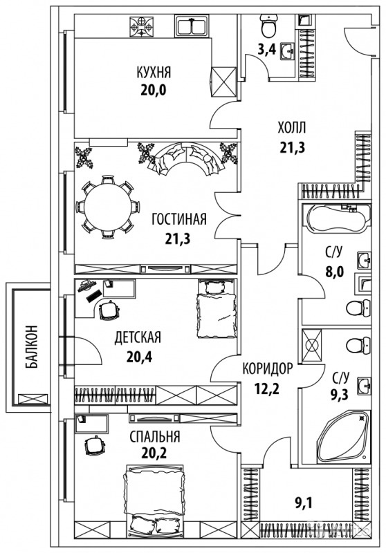 Продам квартиру в новостройке 3-к квартира 149 м² на 2 этаже 7-этажного кирпичного дома в Москве. Фото 1