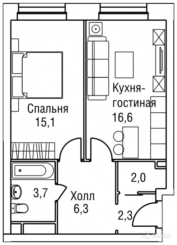 Продам квартиру в новостройке 2-к квартира 47 м² на 2 этаже 27-этажного монолитного дома в Москве. Фото 1