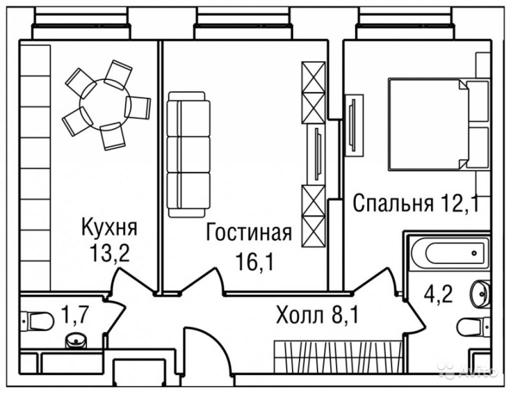 Продам квартиру в новостройке 2-к квартира 56 м² на 2 этаже 27-этажного монолитного дома в Москве. Фото 1