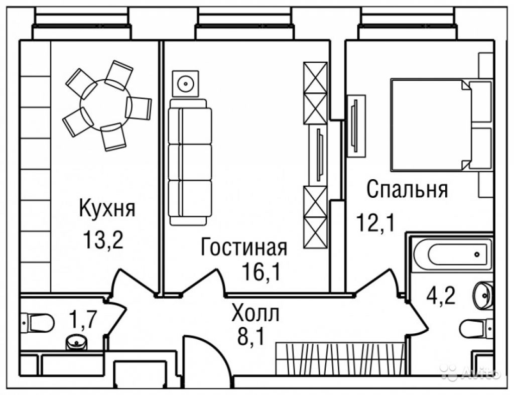 Продам квартиру в новостройке 2-к квартира 56 м² на 5 этаже 27-этажного монолитного дома в Москве. Фото 1