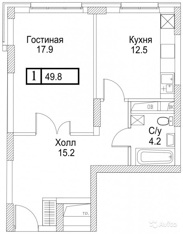 Продам квартиру в новостройке 1-к квартира 48 м² на 10 этаже 13-этажного кирпичного дома в Москве. Фото 1