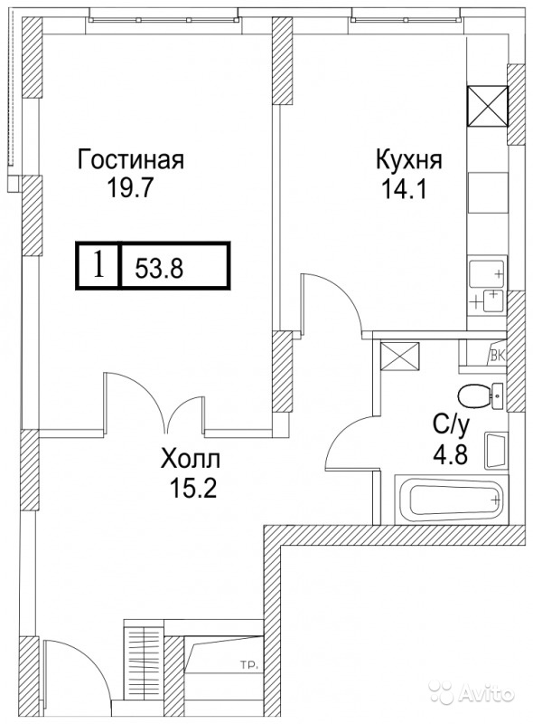 Продам квартиру в новостройке 1-к квартира 51 м² на 2 этаже 13-этажного кирпичного дома в Москве. Фото 1