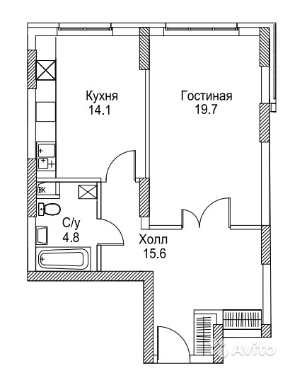 Продам квартиру в новостройке 1-к квартира 53 м² на 2 этаже 13-этажного кирпичного дома в Москве. Фото 1