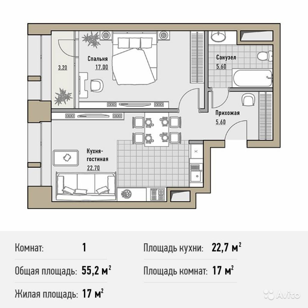 Продам квартиру в новостройке Элитный дом Реномэ 1-к квартира 55.2 м² на 3 этаже 10-этажного монолитного дома , тип участия: ДДУ в Москве. Фото 1