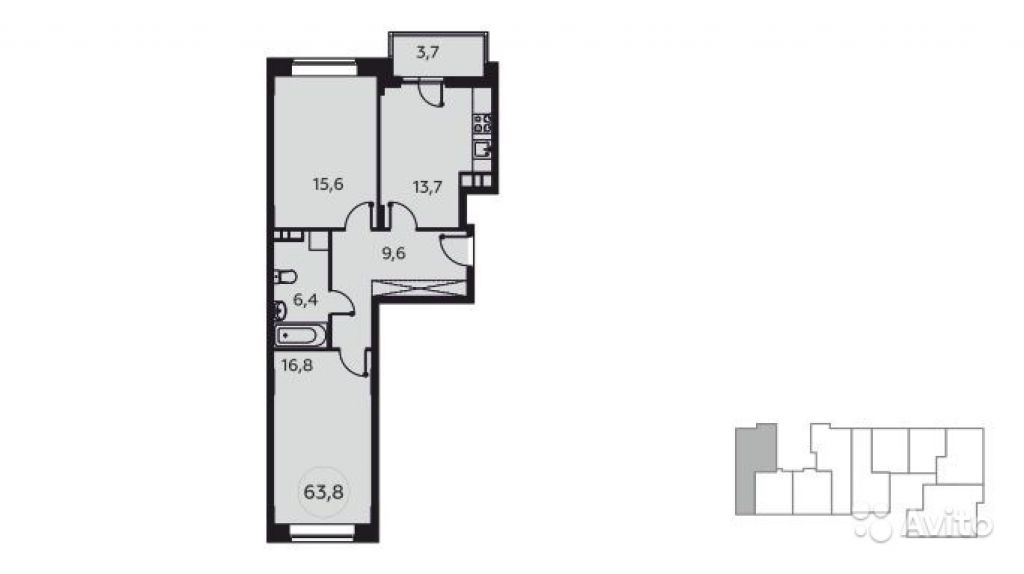 Продам квартиру в новостройке ЖК «Москва А101» , Корпус 18 2-к квартира 63 м² на 7 этаже 15-этажного монолитного дома , тип участия: ДДУ в Москве. Фото 1