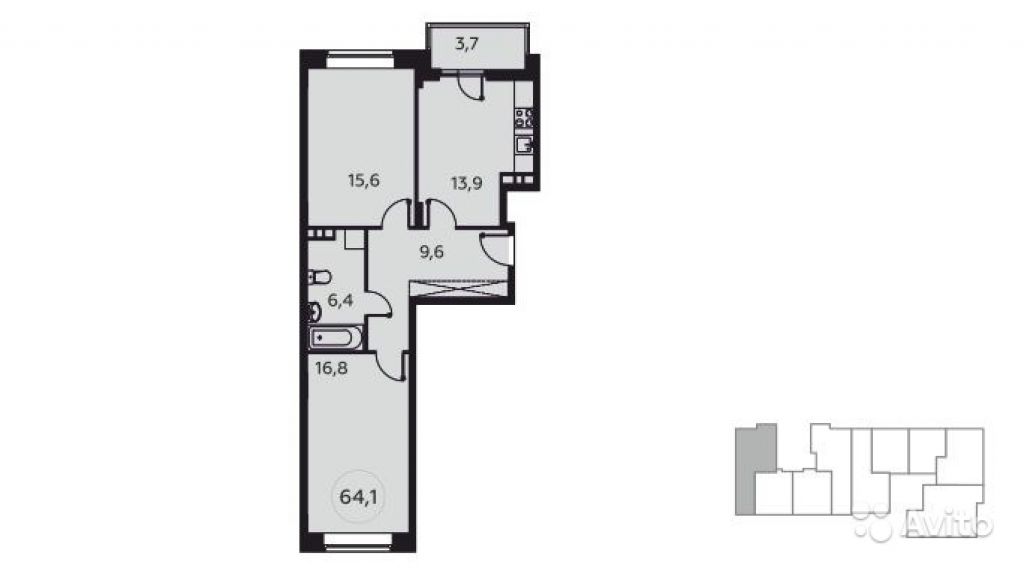 Продам квартиру в новостройке ЖК «Москва А101» , Корпус 18 2-к квартира 64 м² на 3 этаже 15-этажного монолитного дома , тип участия: ДДУ в Москве. Фото 1