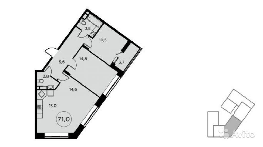 Продам квартиру в новостройке ЖК «Москва А101» , Корпус 20 2-к квартира 71 м² на 4 этаже 15-этажного монолитного дома , тип участия: ДДУ в Москве. Фото 1