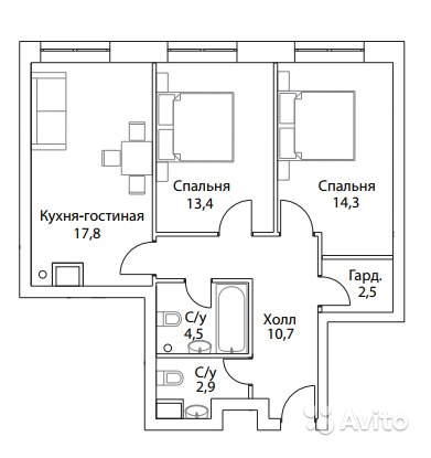 Продам квартиру в новостройке ЖК «Сердце столицы» , Дом 5 2-к квартира 67 м² на 3 этаже 36-этажного кирпичного дома , тип участия: ДДУ в Москве. Фото 1