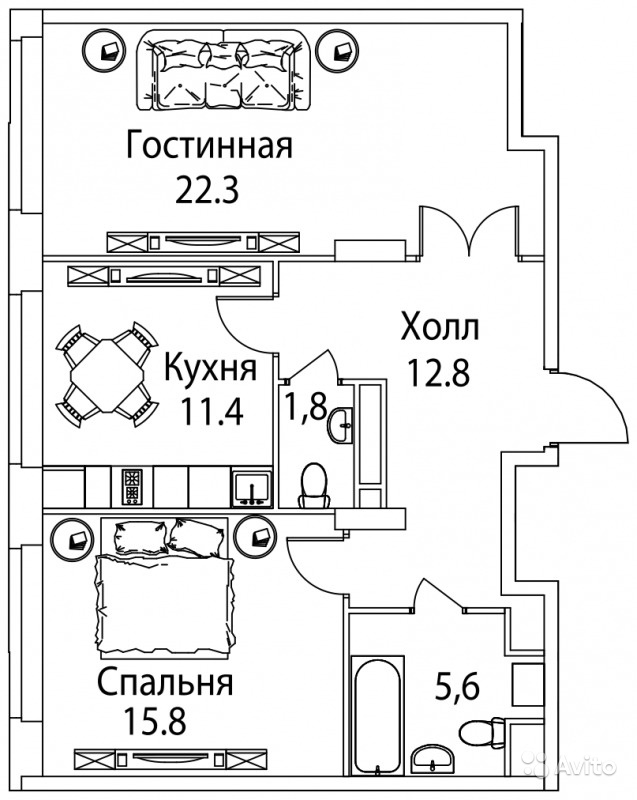 Продам квартиру в новостройке ЖК «Символ» , Корпус 9 2-к квартира 70 м² на 3 этаже 13-этажного монолитного дома , тип участия: ДДУ в Москве. Фото 1