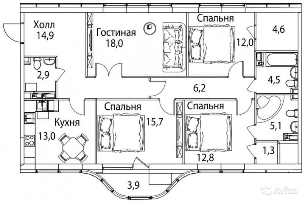 Продам квартиру в новостройке ЖК «Символ» , Корпус 9 4-к квартира 115 м² на 4 этаже 13-этажного монолитного дома , тип участия: ДДУ в Москве. Фото 1