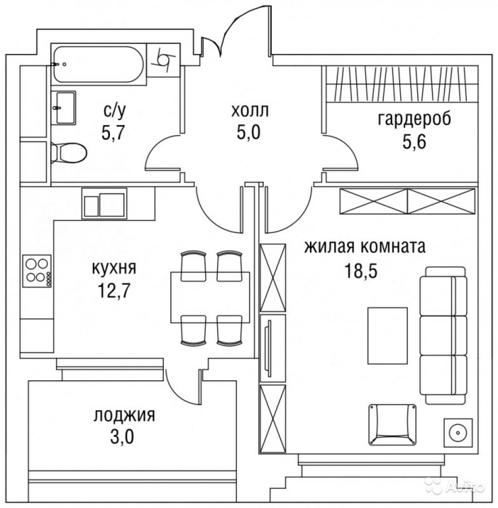 Продам квартиру в новостройке 1-к квартира 51 м² на 4 этаже 9-этажного монолитного дома в Москве. Фото 1