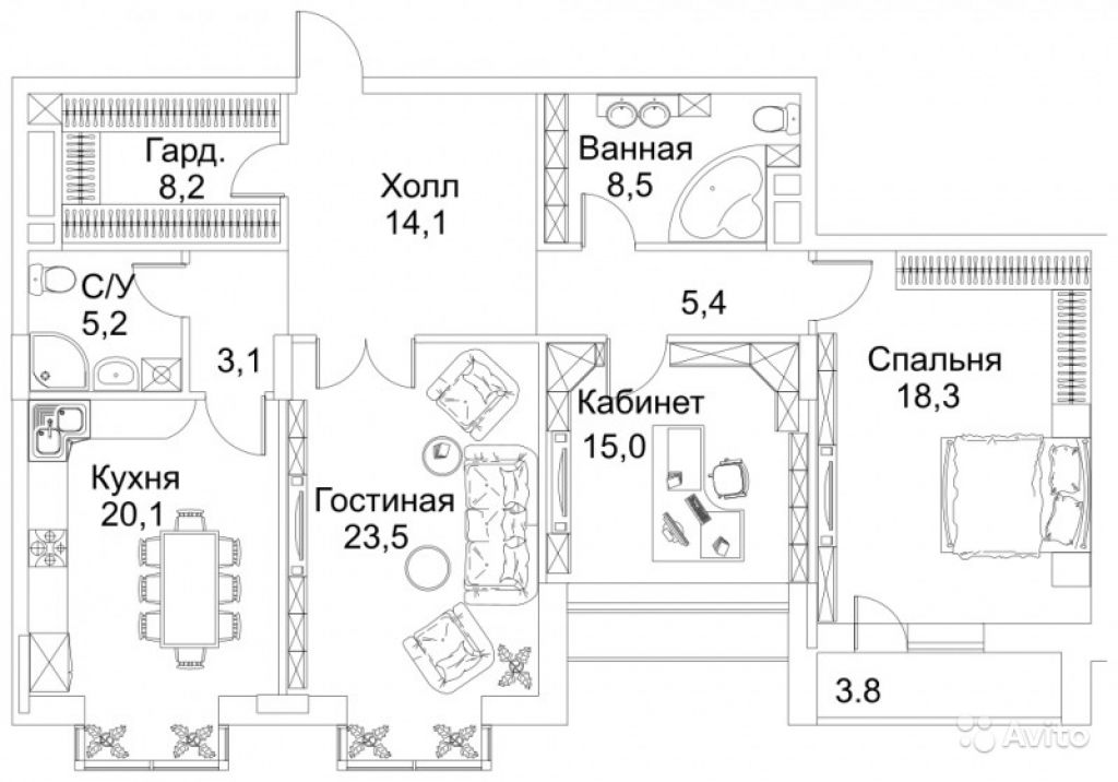 Продам квартиру в новостройке ЖК BARRIN HOUSE (Баррин Хаус) , Golitzin House (Голицын Хаус) 3-к квартира 130 м² на 6 этаже 7-этажного монолитного дома , тип участия: ДДУ в Москве. Фото 1