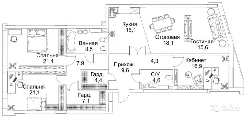 Продам квартиру в новостройке ЖК BARRIN HOUSE (Баррин Хаус) , Razumovsky House (Разумовский Хаус) 3-к квартира 157 м² на 4 этаже 10-этажного монолитного дома , тип участия: ДДУ в Москве. Фото 1