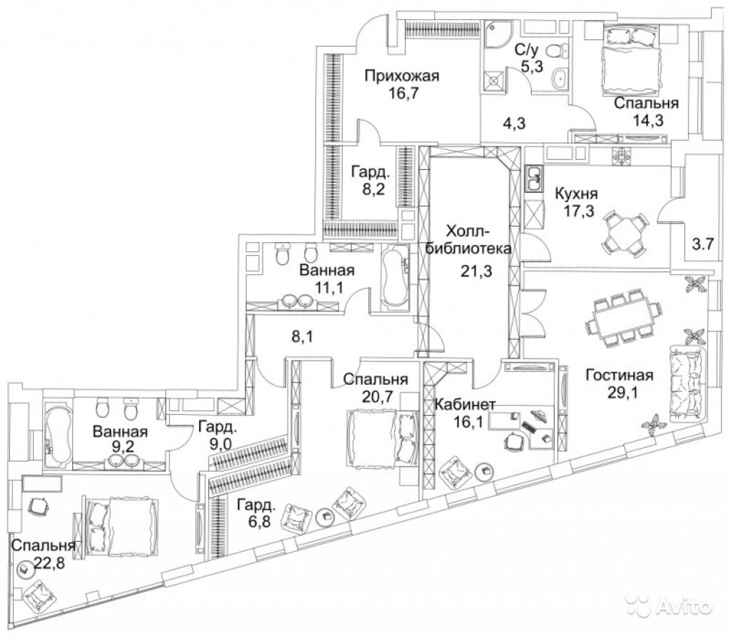 Продам квартиру в новостройке ЖК BARRIN HOUSE (Баррин Хаус) , Razumovsky House (Разумовский Хаус) 5-к квартира 224 м² на 5 этаже 10-этажного монолитного дома , тип участия: ДДУ в Москве. Фото 1