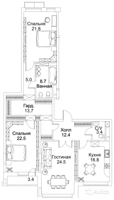 Продам квартиру в новостройке ЖК BARRIN HOUSE (Баррин Хаус) , Romanoff House (Романов Хаус) 3-к квартира 135 м² на 8 этаже 12-этажного монолитного дома , тип участия: ДДУ в Москве. Фото 1