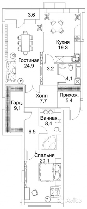Продам квартиру в новостройке ЖК BARRIN HOUSE (Баррин Хаус) , Trubetskoy House (Трубецкой Хаус) 2-к квартира 112 м² на 10 этаже 12-этажного монолитного дома , тип участия: ДДУ в Москве. Фото 1