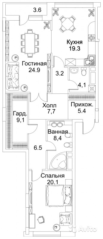Продам квартиру в новостройке ЖК BARRIN HOUSE (Баррин Хаус) , Trubetskoy House (Трубецкой Хаус) 2-к квартира 112 м² на 12 этаже 12-этажного монолитного дома , тип участия: ДДУ в Москве. Фото 1