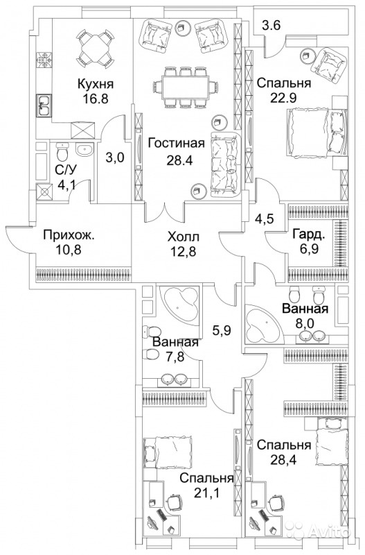 Продам квартиру в новостройке ЖК BARRIN HOUSE (Баррин Хаус) , Trubetskoy House (Трубецкой Хаус) 4-к квартира 186 м² на 10 этаже 12-этажного монолитного дома , тип участия: ДДУ в Москве. Фото 1