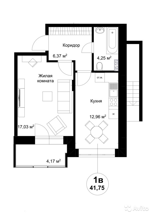 Продам квартиру в новостройке ЖК 'Бакеево Парк' 1-к квартира 41.8 м² на 1 этаже 3-этажного монолитного дома , тип участия: ДДУ в Москве. Фото 1