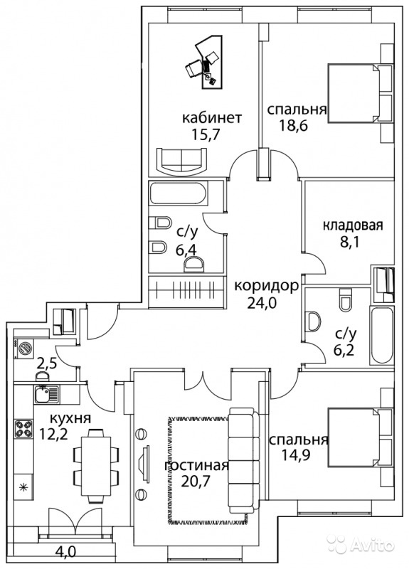 Продам квартиру в новостройке ЖК «Суббота» 4-к квартира 135 м² на 3 этаже 15-этажного монолитного дома , тип участия: ДДУ в Москве. Фото 1