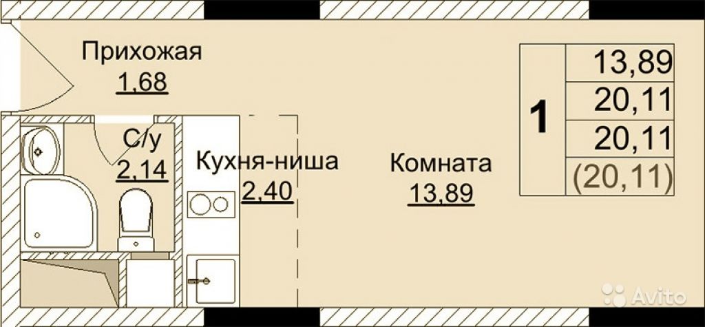 Продам квартиру Студия 20.1 м² на 13 этаже 15-этажного монолитного дома в Москве. Фото 1