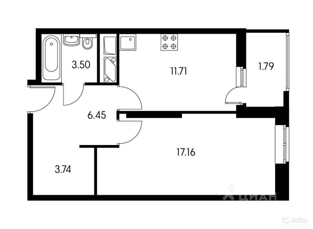 1-к квартира, 43.8 м², 6/16 эт. в Москве. Фото 1