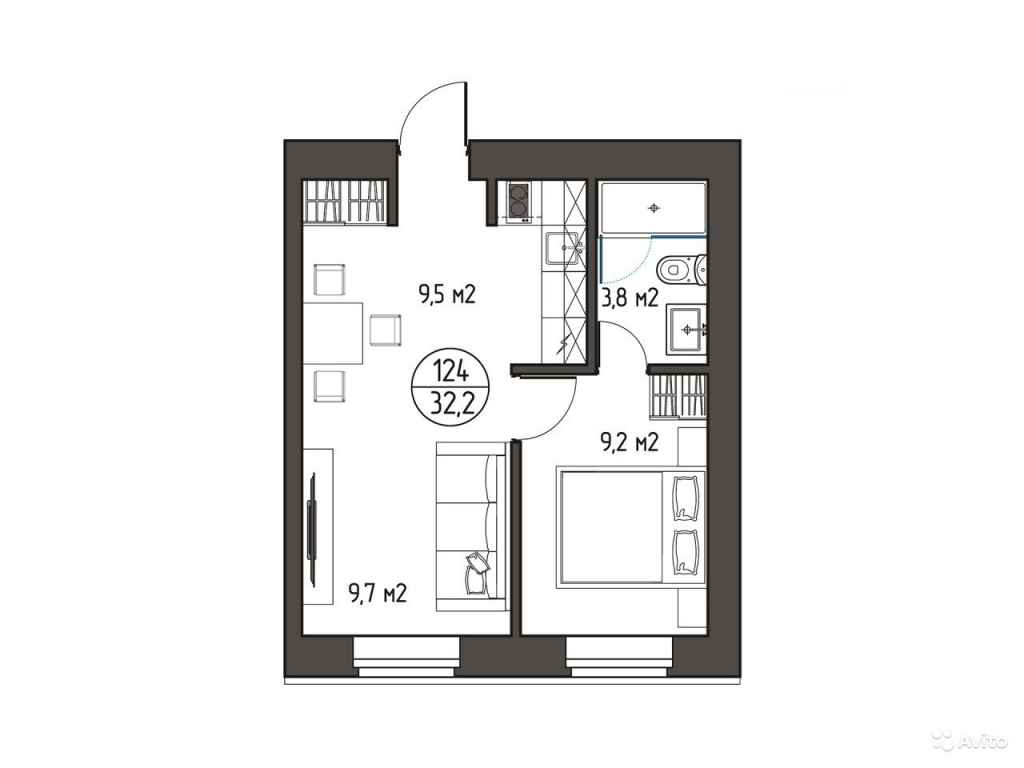 1-к квартира, 32.2 м², 2/5 эт. в Москве. Фото 1