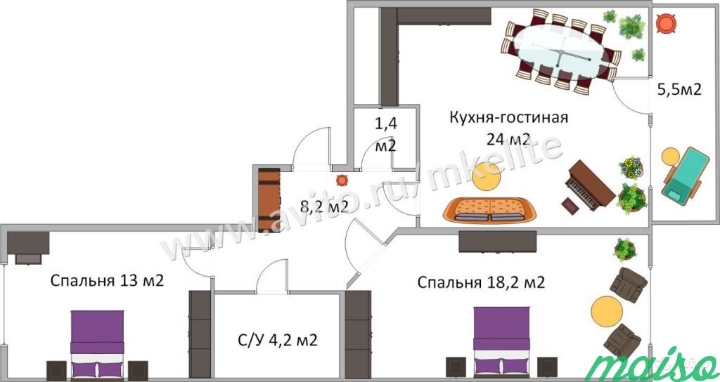 2-к квартира, 69.7 м², 6/10 эт. в Санкт-Петербурге. Фото 7