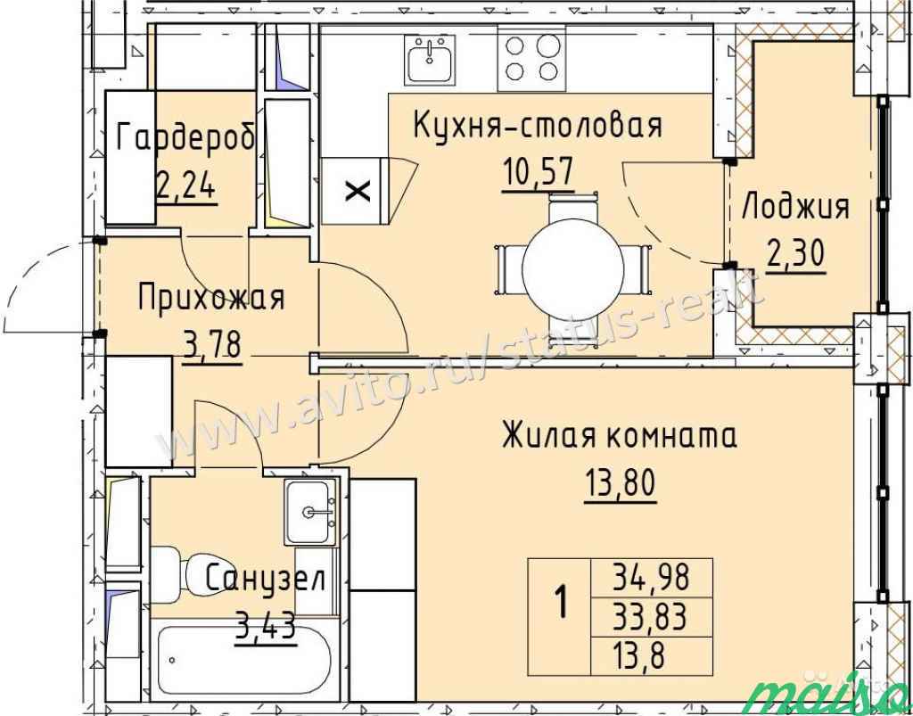 1-к квартира, 35 м², 10/13 эт. в Санкт-Петербурге. Фото 2