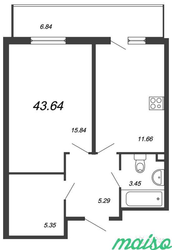 1-к квартира, 43.6 м², 12/24 эт. в Санкт-Петербурге. Фото 9