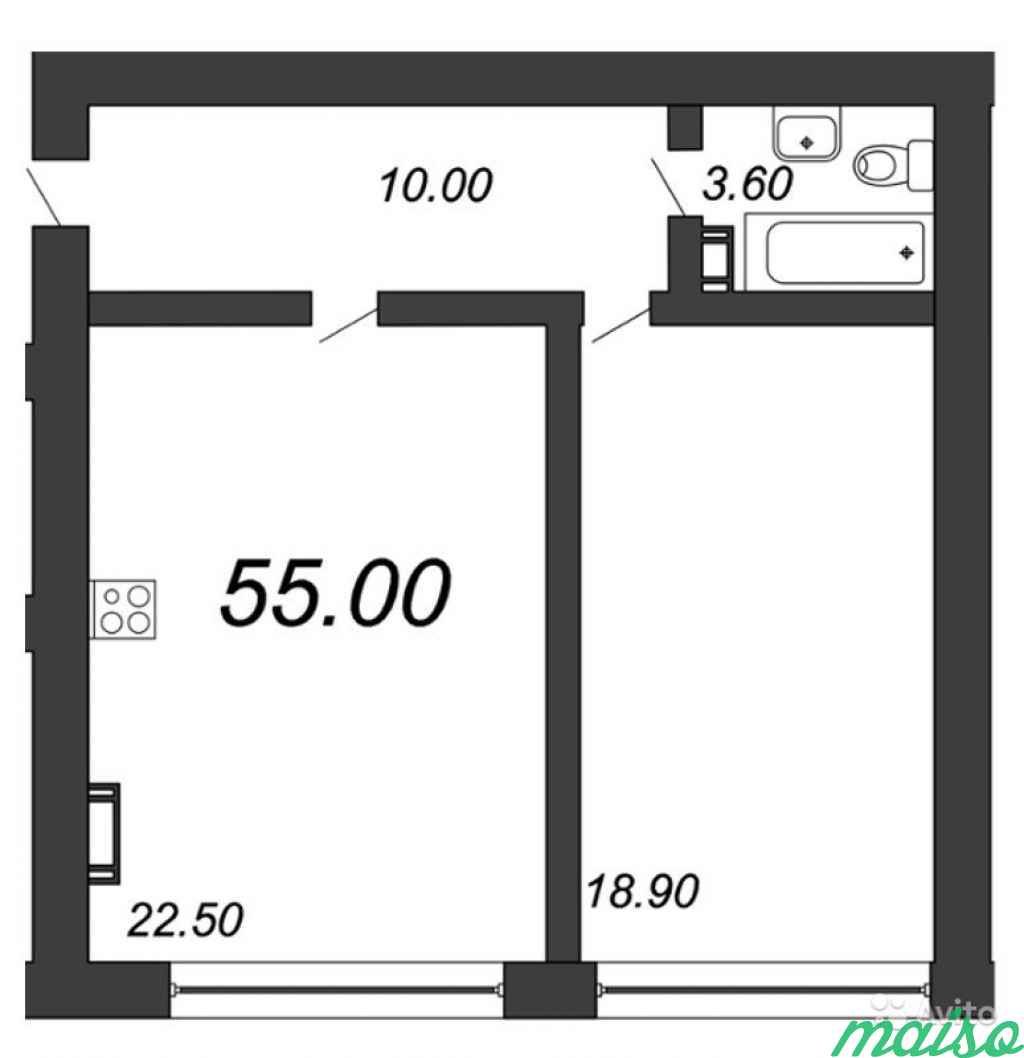 1-к квартира, 55 м², 4/9 эт. в Санкт-Петербурге. Фото 5