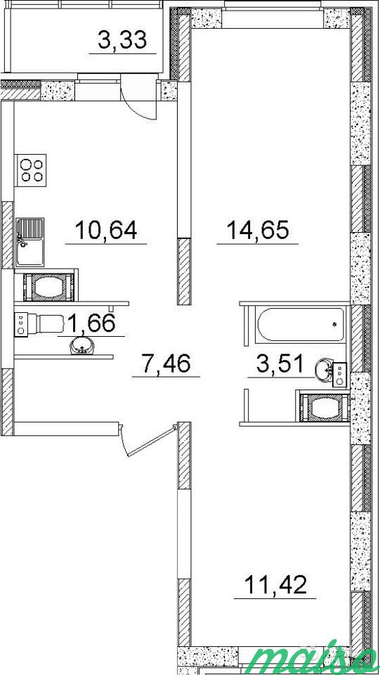 2-к квартира, 52.7 м², 6/17 эт. в Санкт-Петербурге. Фото 1