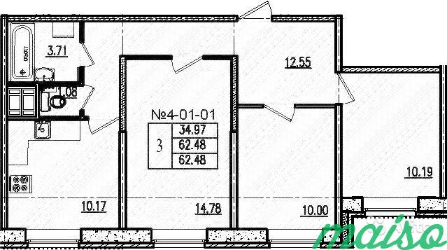 3-к квартира, 62.5 м², 1/11 эт. в Санкт-Петербурге. Фото 1