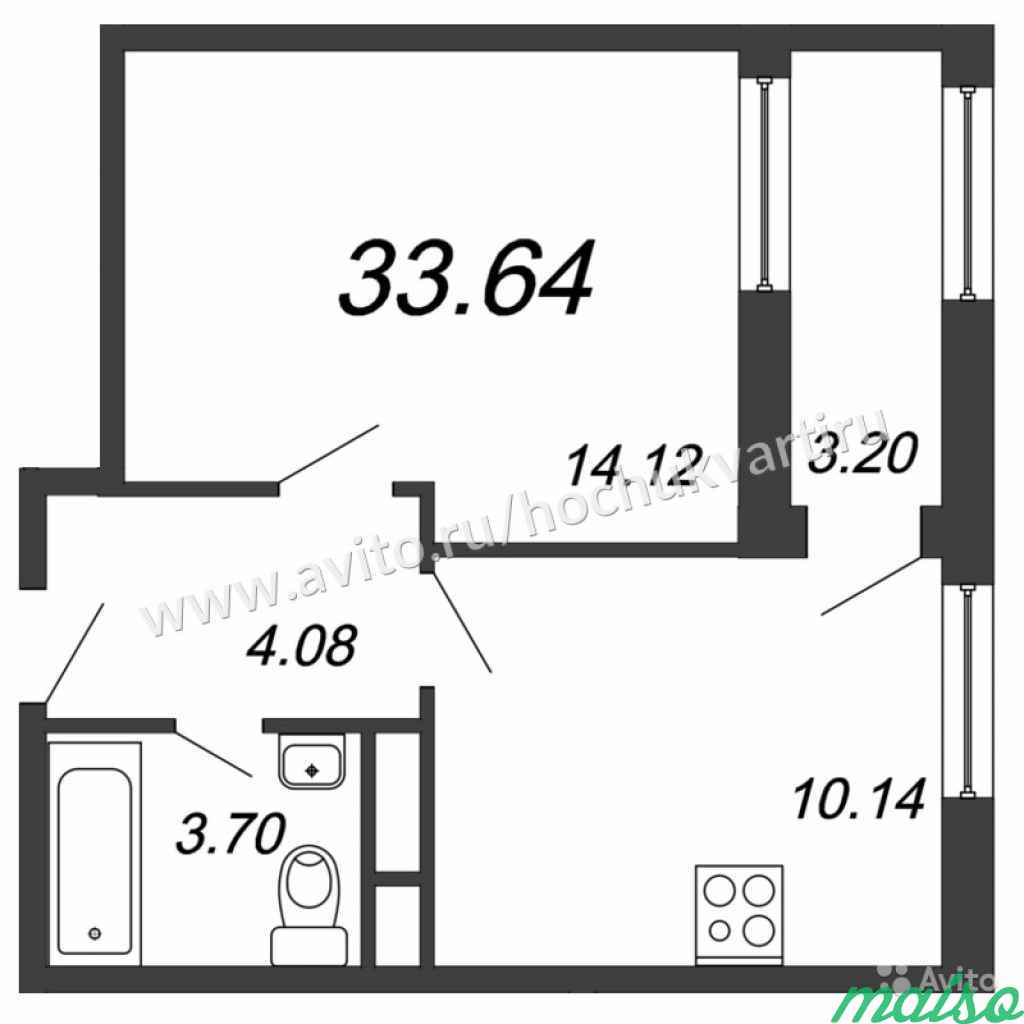 1-к квартира, 33.6 м², 3/13 эт. в Санкт-Петербурге. Фото 4