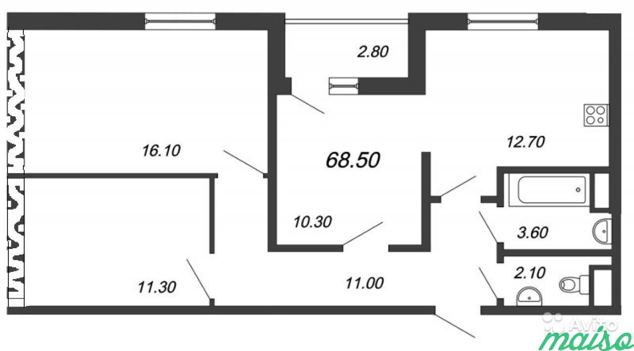 3-к квартира, 68.5 м², 19/22 эт. в Санкт-Петербурге. Фото 1